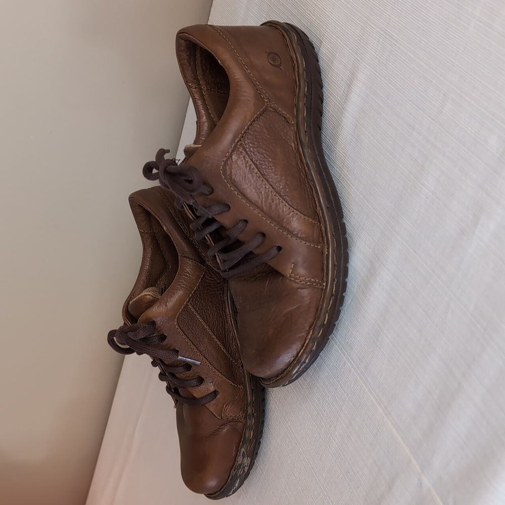 Sz 9/40.5 Born Women's Brown Leather Low-top Comfort Oxfords